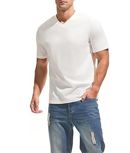Camisetas de hombre al por mayor, blancas, con cuello en V, 100% algodón, clásicas, cómodas, de alta calidad, de manga corta. - Product Image 3