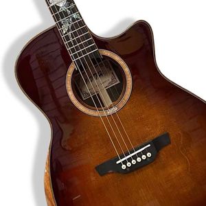 Chitarra Acustica per Principianti a 6 Corde in Abete Massello con Tastiera in Palissandro, Finitura Colorata Rosa Intagliata, per Destrorsi - Product Image 5