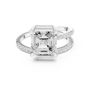 Anillo de Compromiso para Mujer con Certificado GRA, Diseñado en Oro Blanco Sólido de 14k, Corte Asscher, Diamante Cultivado en Laboratorio, Joyería al por Mayor - Product Image 3