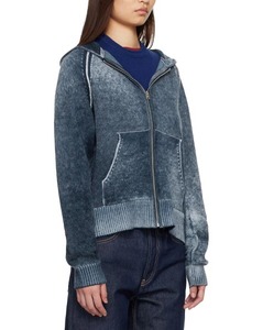 Women's Casual Soft Fuzzy Knit Anti-Wrinkle <b>Cardigan</b> <b>Sweater</b> denim hooded zipper Long Sleeve Loose Fit Spring Autumn - Product Image 4