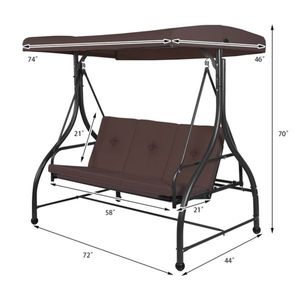 Columpio Convertible Contemporáneo de 3 Plazas, Cama Colgante Tipo Huevo para Interiores y Exteriores, Silla Columpio para Patio - Product Image 3