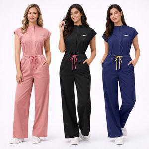 Uniformes Médicos para Mujer, Tipo Jumpsuit, en Spandex/Poliéster, Tejido Lona, con Protección Contra Agujas, Opciones de Color Rosa, Negro y Azul Marino - Product Image 1