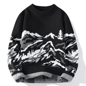 Pull en laine mérinos 100% bleu marine pour homme, pull en laine tricoté pour l'automne, pull à manches longues pour homme, pull tricoté - Product Image 5
