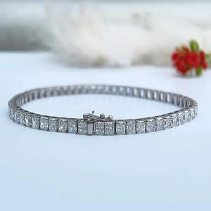 925 Sterling Silver Moissanite Tennis Bracelet Princess Cut Claw Setting Unisex GRA Certified Anniversary <b>Gift</b> - Product Image 1