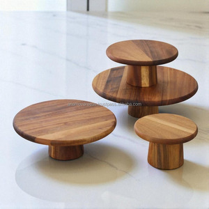 Wooden <b>Cake</b> <b>Stand</b> with Pedestal for Dessert Display - Product Image 1