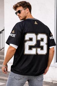 เสื้ออเมริกันฟุตบอลชาย ผ้าตาข่าย ระบายอากาศ แขนสั้น เสื้อกีฬาฝึกซ้อม เสื้อโอเวอร์ไซส์สั่งทำได้ เสื้อสตรีทแวร์ตาข่าย ขายส่ง - Product Image 3