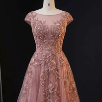 Handgefertigter, schwerer, perlenbesetzter Mesh-Stoff, luxuriöser, 100 % Polyester, schlichter blauer Pailletten-Abendkleid in Trompeten-/Meerjungfrauenform mit Schleppe