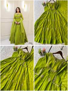 ชุดเดรสผ้าจอร์เจตต์ปักลายสำหรับผู้หญิง พร้อมผ้าคลุมไหล่ขนาดใหญ่พิเศษ สำหรับงานแต่งงาน คอลเลคชั่นบูติก - Product Image 6