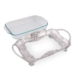 Bandeja Metálica Moderna Hecha a Mano, Plato Decorativo para Servir Comida, para Cenas y Eventos, Artesanía de Lujo en Aluminio Multiusos - Product Image 5
