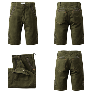 Pantalones Cortos Bávaros Verde Musgo para Hombre, Pantalones Cortos Tradicionales Bordados de Primera Calidad para el Oktoberfest - Product Image 4