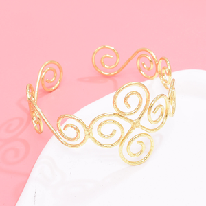 Brazalete de Metal con Flores Chapado en Oro de Moda para Mujer, Joyería Boho para Fiesta, Regalo, Artesanía en Metal - Product Image 4