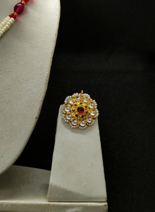 Parure de bijoux de luxe royale et festive pour femme, collier de mariée avec pendentif mandala Kundan vintage et perles, vente en gros - Product Image 3