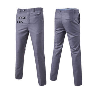 Pantalon de Costume Décontracté Homme Tendance de Qualité Supérieure, Coupe Droite, Taille Moyenne, Fermeture Éclair, Tissu Peigné, Coupe Ajustée, Idéal pour le Travail et les Affaires, Vente en Gros - Product Image 1