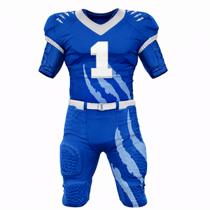 Custom Sublimated American <b>Football</b> Uniform <b>Jersey</b> and Pants Set Men V Neck Short Sleeve Moisture Wicking - Product Image 5
