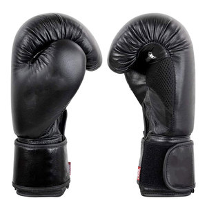 Gants de boxe d'entraînement en cuir WELLEZA noirs avec logo personnalisé imprimé, 16 oz, fermeture respirante, imperméable, protection UV - Product Image 2