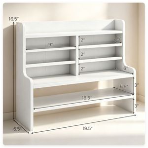 Organizer da Scrivania in Legno a 6 Livelli, Ripiani Regolabili e Rimovibili, Portaoggetti per Artigianato, Penne, Nastri Washi, con Protezioni Anti-Caduta - Product Image 4