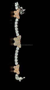 Hot Selling Pass Diamond Tester 925 Sterling <b>Silver</b> Hip Hop Jewelry Custom Butterfly VVS Moissanite Two Tone Tennis Bracelet - Product Image 3