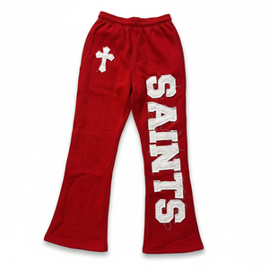 Pantalones Deportivos de Lona Negra para Hombre, Estilo Saints, Color Sólido, con Bordado Personalizable, Cintura Elástica, Corte Acampanado, Peso Medio - Product Image 3
