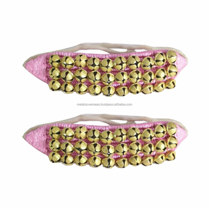 Clochettes de cheville en métal plaqué rose à 3 rangs pour la danse classique, accessoires de performance Bharatnatyam Kathak - Product Image 2