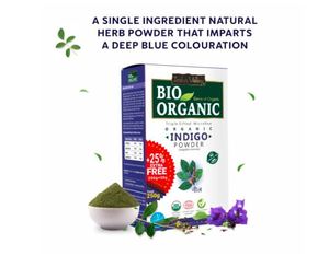 Polvo de índigo orgánico e herbal 100% natural de Indus Valley Bio Organic, para teñir el cabello de forma natural, detiene la canilación precoz. - Product Image 3