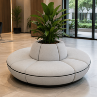 Sofá de Lujo con Asientos Redondos y Soporte Integrado para Plantas, Tapicería de Tela Premium Suave y Estructura de Madera de Roble Americano Resistente