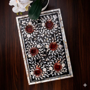Diseño de lujo de bandeja de acrílico con bandeja de madreperla con plato árabe o platos de posavasos - Product Image 1