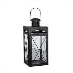 High Quality <b>Black</b> Iron Powder Coating Handmade Embossed <b>Candle</b> <b>Lantern</b> Holder Latest Design for Home Hotel Wedding Interior - Product Image 1