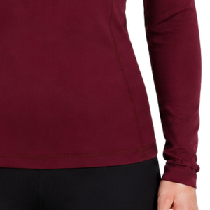 Chemise d'équitation pour femme, couleur bordeaux, à manches longues, avec fermeture éclair quart, extensible, respirante, haut de performance pour l'entraînement équestre - Product Image 5