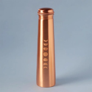 Copper Water <b>Bottle</b> Tall Matte Finish Leak Proof Screw Threaded Lid Reusable Drinkware for Camp Office Gift - Product Image 1