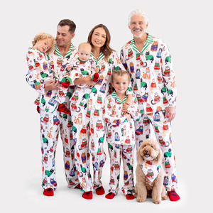 Custom <b>Christmas</b> <b>Family</b> <b>Pajama</b> Set 100% Polyester Casual <b>Matching</b> Holiday Sleepwear Gingerbread Print <b>Family</b> Clothing Collection - Product Image 1