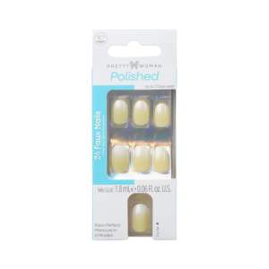 Uñas Postizas Helios al por Mayor, Forma Almendrada Mediana con Arte Floral en Tono Nude y Estampado Dorado, OEM ODM, 24 Piezas - Product Image 3