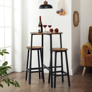 Tabouret de bar industriel moderne avec siège en bois et structure en métal, chaise haute pour cuisine, salon et mobilier de bar - Product Image 3