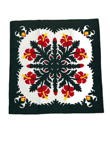 Designer Handmade Black And White Color With Flower Pattern Designer Hawaiian <b>Quilts</b> For Home, Hotel <b>Bedding</b> Decorations - Product Image 4