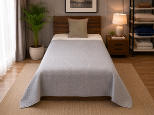 Quilted Cotton <b>Bedspread</b> Pillowcase <b>Set</b> Solid Color Bedroom Bedding <b>Set</b> for Hotel Guest Room Home - Product Image 4