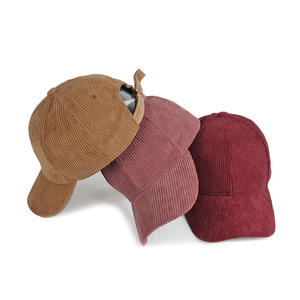 Casquette de baseball unisexe en velours côtelé, couleur unie, fermeture à cordon réglable, nom d'équipe personnalisé, toutes saisons, adulte, 100% polyester - Product Image 2