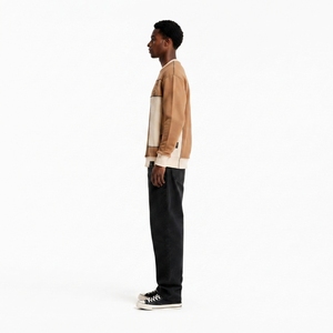 Sweat-shirt à col rond en molleton épais pour homme, manches raglan, intérieur brossé, tissu extensible - 400-450 g/m², coupe structurée - Product Image 3