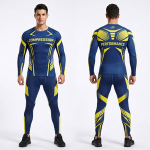Vêtements de compression athlétiques pour hommes, ensemble de rashguard léger, anti-transpiration, vêtements de sport performants, Spandex/Nylon UPF50+ - Product Image 4