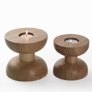 Porte-bougie en bois de style farmhouse, support décoratif pour bougie, pour décoration intérieure rustique - Product Image 5