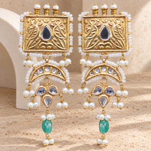 Pendientes Chandbali de Perlas Kundan Chapados en Oro al por Mayor, Joyería de Moda para Bodas Pakistaníes, Pedido al por Mayor - Product Image 3