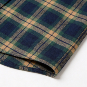 Chemise décontractée à manches longues pour homme, en flanelle à carreaux 100% coton brossé, col rabattu, boutonnée - Product Image 5