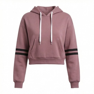 Heavy Cotton Fleece Cropped Hoodie For Women Casual Pullover Printed Crop <b>Top</b> <b>Silky</b> Crew Neck Winter Workout Hooded Tees - Product Image 1