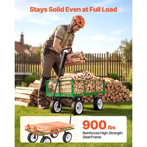 Carrello da Giardino in Acciaio Rinforzato da 400 kg con Pneumatici da 10 Pollici, Sgabello da Giardinaggio Regolabile per Esterni, Carrello Utilitario per Trasporto Carico - Product Image 2
