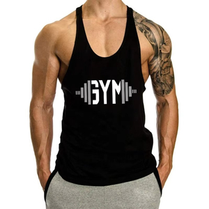 Camiseta Deportiva Roja para Hombre, Cuello en V, Diseño de Barra con Estampado, Ropa Deportiva Transpirable de Poliéster sin Mangas para Fitness - Product Image 3