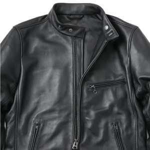 <b>Men's</b> Genuine <b>Leather</b> <b>Jacket</b> Stand Collar Waterproof Windproof OEM Customizable - Product Image 4