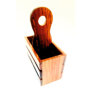 Eco Wooden Utensil <b>Caddy</b> with Handle Restaurant Table Flatware Holder Slatted Wood Cutlery Organizer Basket for Catering <b>Caddy</b> - Product Image 6