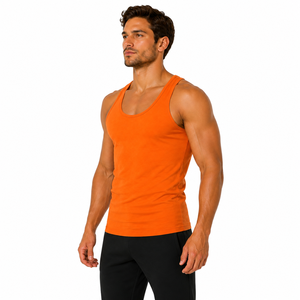 Camiseta sin mangas de algodón acanalado para hombre, cuello redondo, para entrenamiento atlético, culturismo, gimnasio, ropa deportiva suave, venta al por mayor - Product Image 6