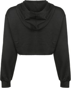 Sweat-shirt à capuche court pour femme, hiver, motif graphique, manches longues, logo frontal ODM, 100% coton, cordon de serrage - Product Image 4