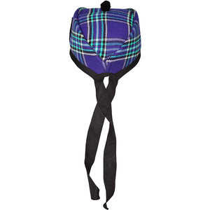 Chapeau Glengarry en tissu mélangé 100 % acrylique à motif tartan violet avec pompon rouge et nœud latéral, casquette écossaise 2026 - Product Image 3
