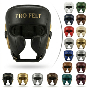 Protège-tête de boxe en cuir sur mesure avec mousse absorbant les chocs, protection des joues profilée et fermeture arrière à lacets - Product Image 1
