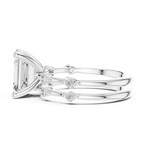 Anillo de Compromiso y Boda de Lujo de Oro de 14K con Diamante Cultivado en Laboratorio de Corte Esmeralda de 2.5 Quilates Certificado por IGI de Aries Jewel con Banda a Juego - Product Image 6